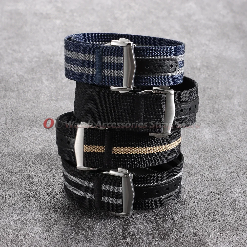 20mm 22mm Premium Ribbed Nylon Watch Band Canvas Strap for Omega for Swatch Men Sport Soft Deployant Clasp for Seiko Bracelets view 5