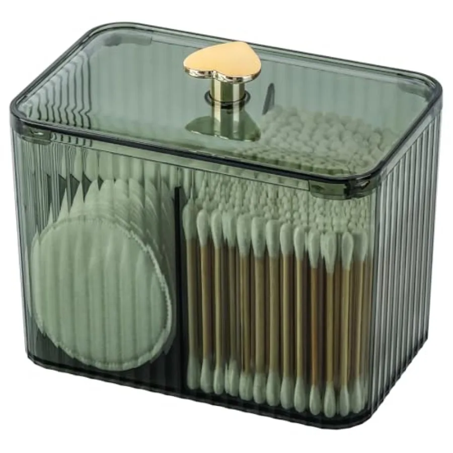 Qtip Holder Dispenser 3-Section Cotton Swab/Pad/Ball Holder Container 3 Grids Bathroom Organizer Jar Cosmetics Storage for Vani