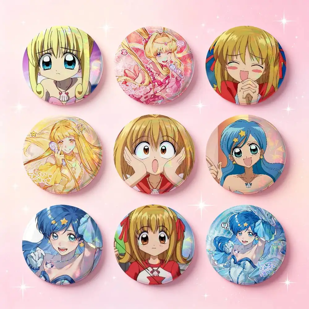 Mermaid Melody Pichi Pichi Pitch Badges Button Round Creative Pin Brooch Badge Bag Decor Accessories Fans Collect Friends Gifts