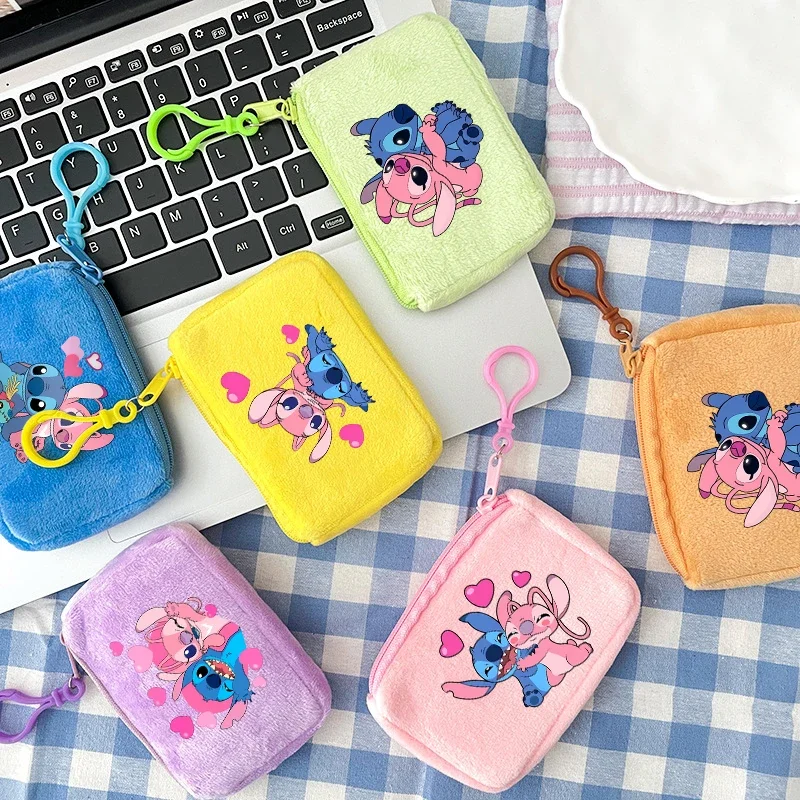 

Disney Stitch Plush Coin Purse Kawaii Anime Figure Print Wallets Portable Mini Storage Bag Trendy Backpack Pendant Boy Girl Gift