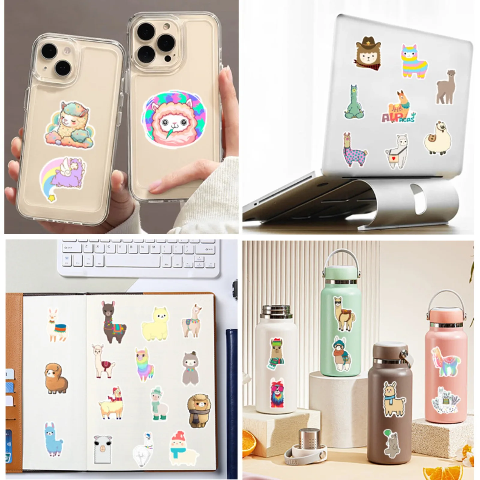 10/25/50pcs Cute Cartoon Alpaca Stickers for DIY Decor Stationery Suitcase Water Bottle Phone Laptop Skateboard Scrapbooking