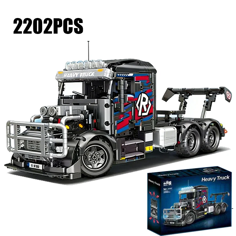 

2202PCS Technical American Heavy-Duty Semi-Truck Model Building Blocks Desktop Ornament Construction Bricks Toy Gift