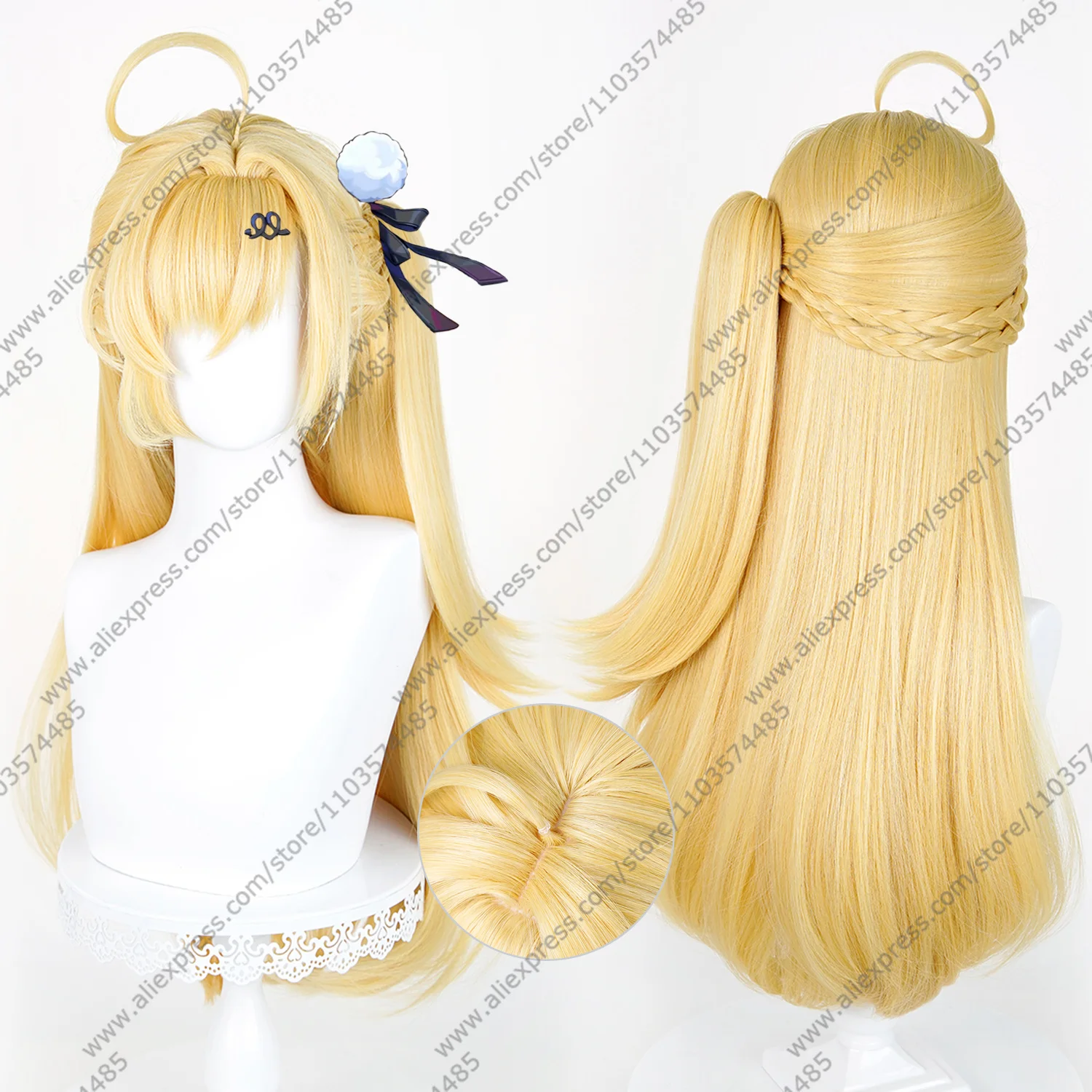 Anime ZZZ Cissia Cosplay Perücke, 72 cm lange goldene Perücken, hitzebeständiges Kunsthaar
