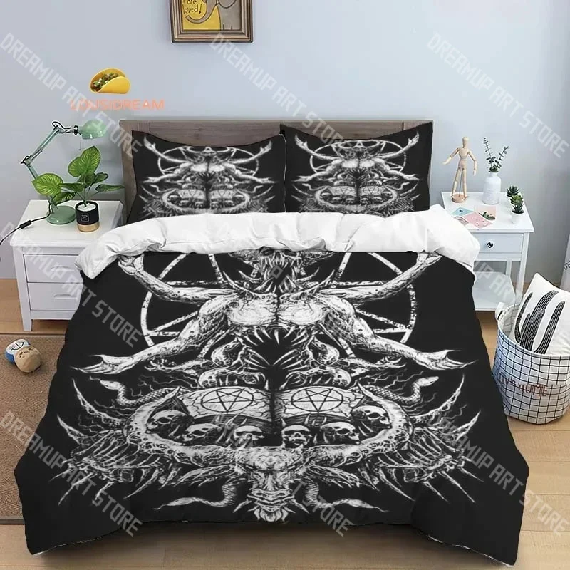 Fashion Demon Satan Evil Goat Bedding Set Single Twin Full Queen King Size Bed Set Kids Bedroom Duvetcover Set