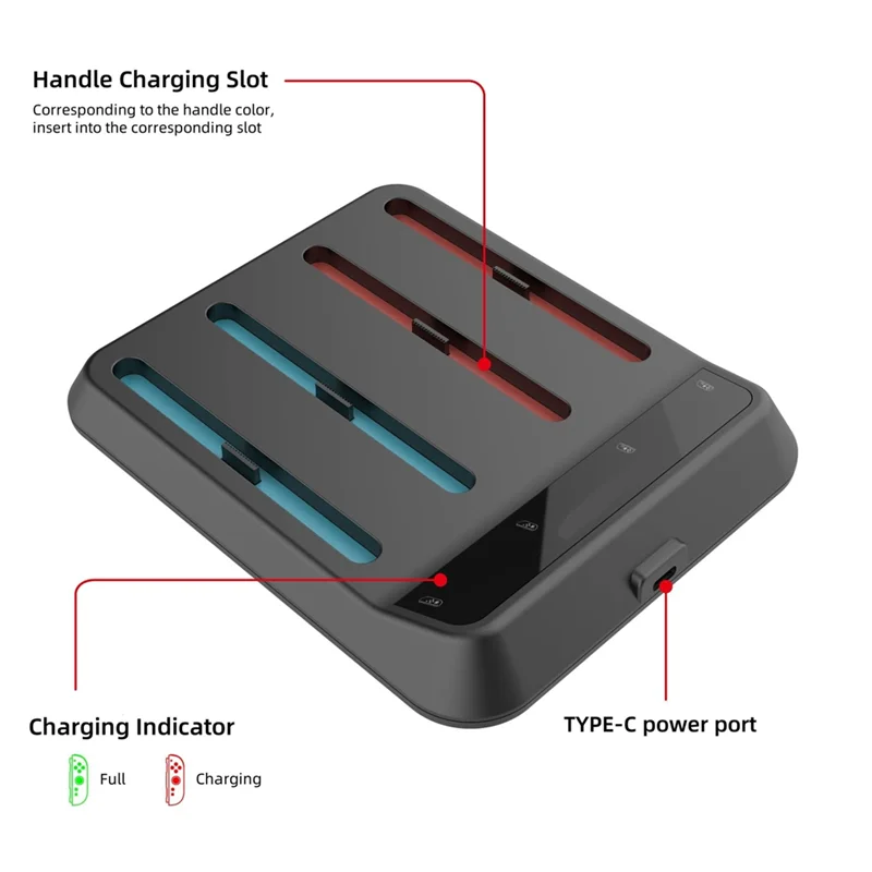 A97I-4 Slot Controller Charger Station With Enhanced Charging Speed& Stability For Nintendo Switch Accessories