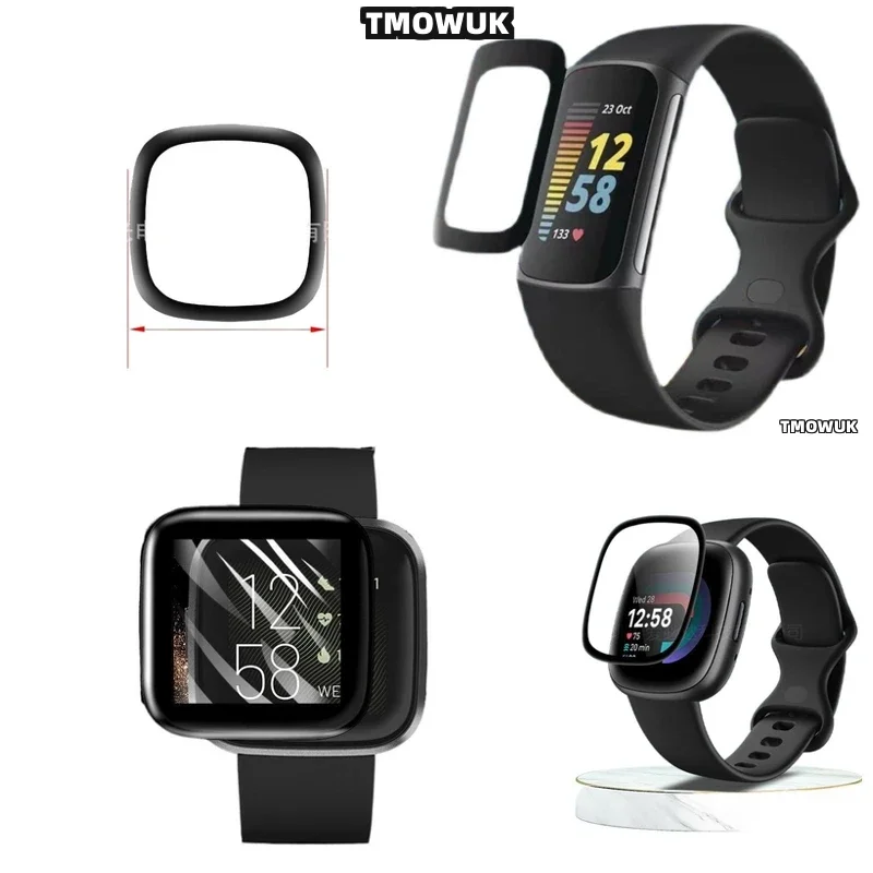 ل Fitbit Sense 2 Versa 3 2 4 Inspire 3 Charge 6 5 غطاء كامل للشاشة طبقة رقيقة واقية لينة مرنة ثلاثية الأبعاد منحني