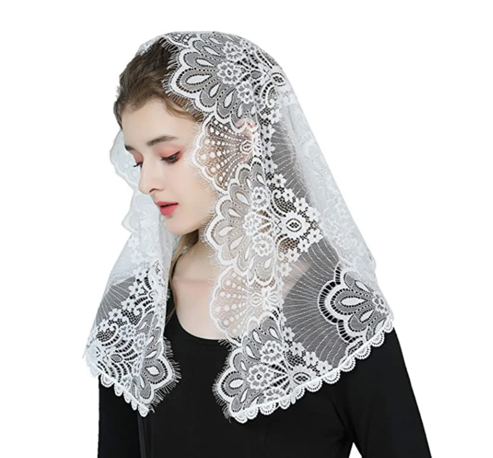 

Lace Mantilla Veils For Church Head Covering For Women Spanish Style Latin Mass Catholic Chapel Short Veil for Wedding Bride