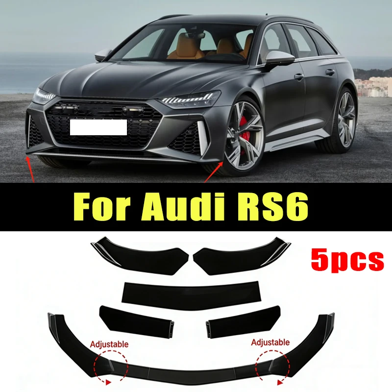 

5Pcs ABS Material Universal Car Front Bumper Separator Bumper Lip Body Kit Duck Lip Separator For Audi RS6 Car Accessories