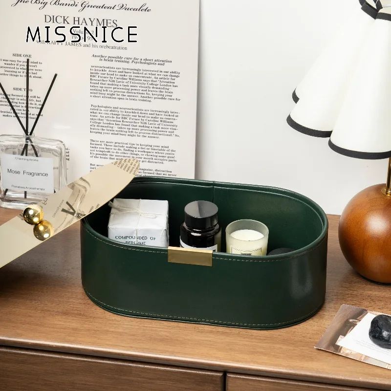 Light Luxury Desktop Leather Storage Boxes Multifunctional Pumping Carton Living Room Remote Control Storage Basket Ornament