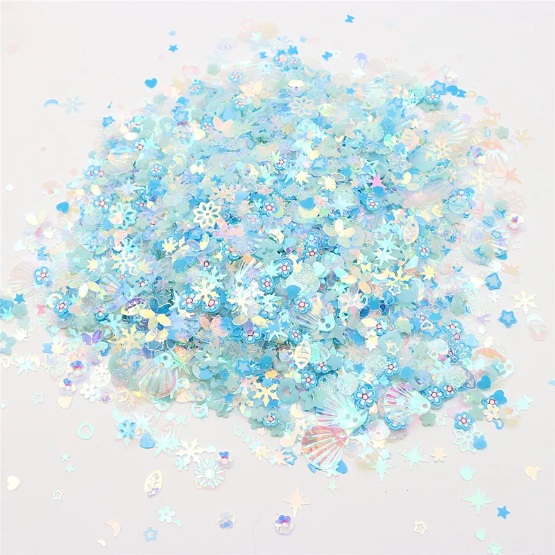 

Светящиеся смешанные блестки мягкие Аксессуары для керамики оболочка Снежинка Сердце блестки Чехол для мобильного телефона Аксессуары 100 г 200 г