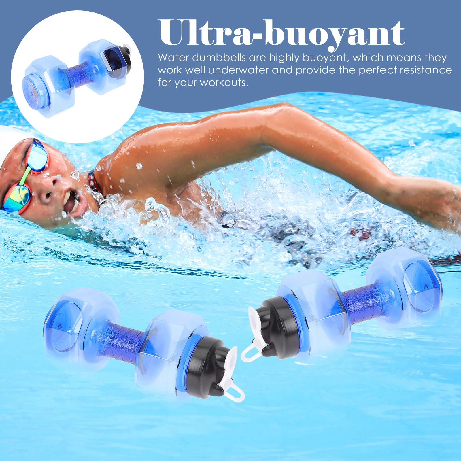 

2Pcs Dumbbell Shaped Water Bottle Premium Pe Material Fitness Equipment Anti-Extrusion Burst Resistant Portable Sports Drinking