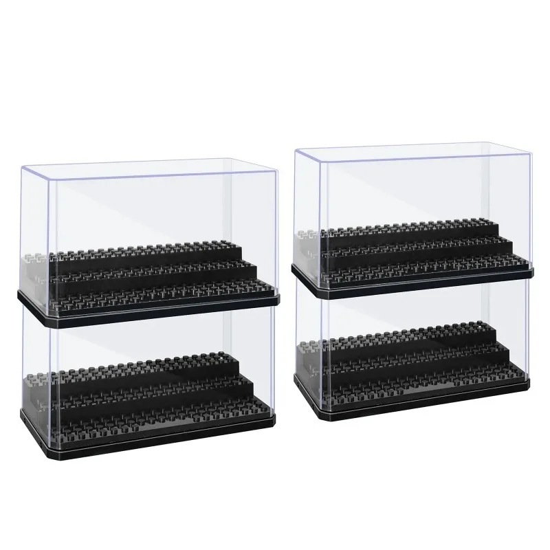 4 pcs Acrylic Minifigures Display Case, Stackable and Dustproof Building Block Display Box for Lego Action Figure Toys Storage
