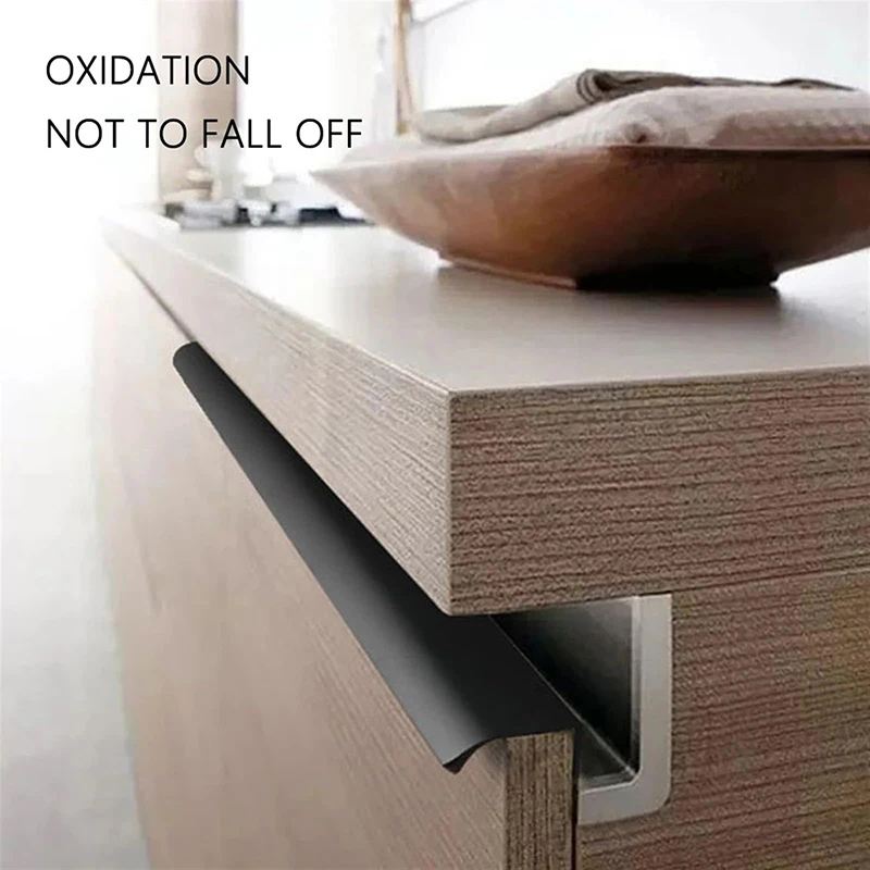 1 Pcs Invisible Long Handle Wardrobe Door Handle Drawer Kitchen Cabinet Handle 80-200mm Aluminum Alloy Furniture Cabinet Handle