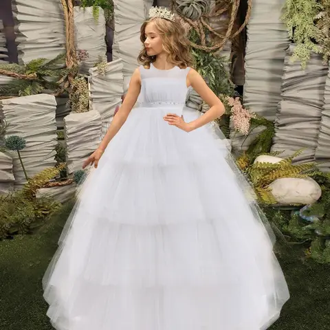 Flickklänningar för barn, prinsessklänningar, tutu, spets, blomma, rosett, balklänning, barnkläder, bröllopsfest, kväll, brudtärna, 11 12 klänningar 8 best sales födelsedagsklänning för 11 år - №5