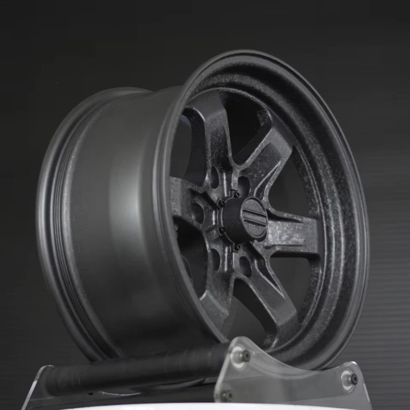 Custom Forged Ice Crack Texture 4x4 Wheels 6x139.7 17 18 20 Inch Black Milled Safety Bead Rims