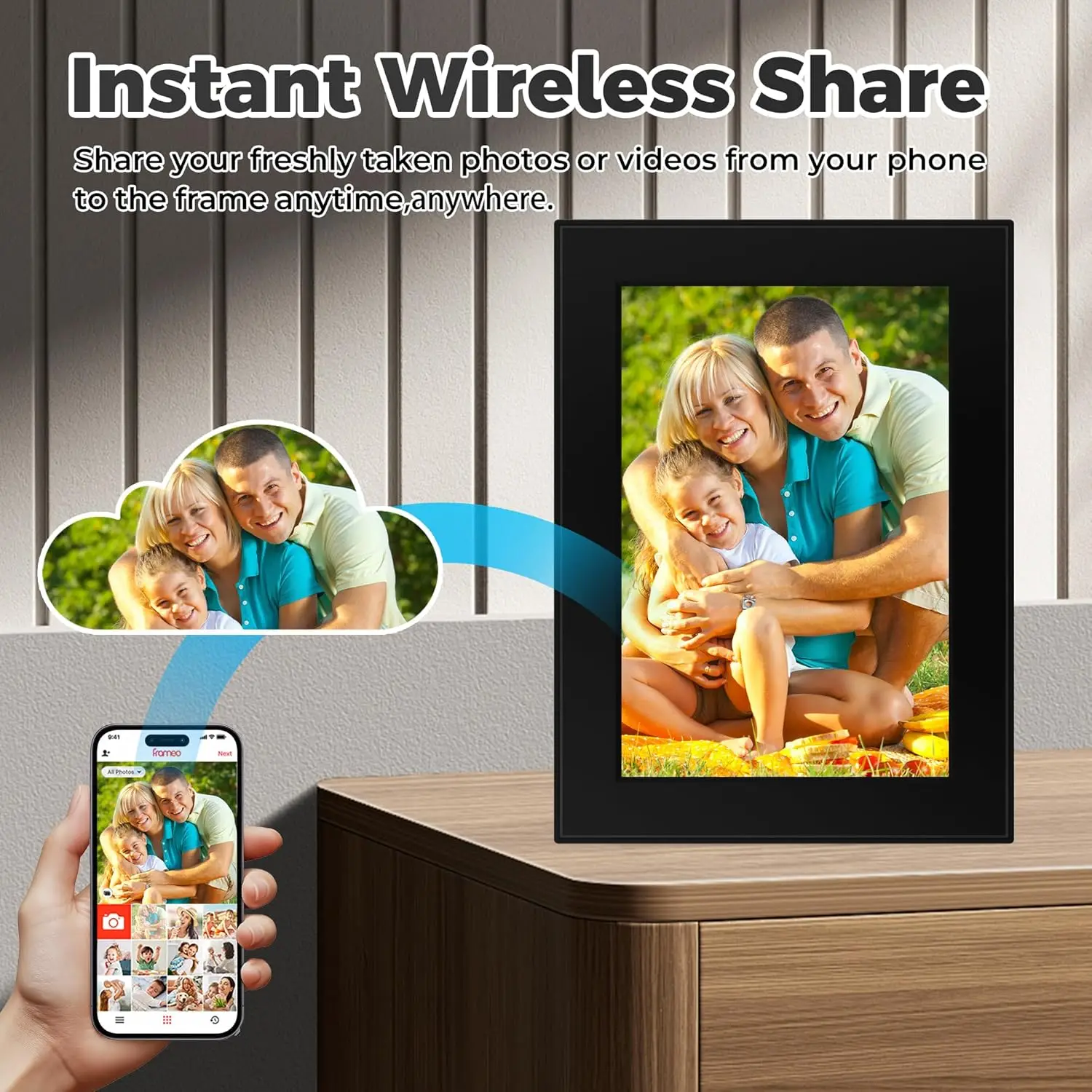 10.1 Inch Smart WIFI Digital Photo Frame Capacitive Touch Screen Automatic Rotation Clock Plays MP4 Videos MP3 Audio