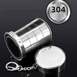 Stainless Steel Camping Mug Stainless Steel Folding Cup Telescopic Mug for Tea with Keychain Handcup Portable Outdoor Travel