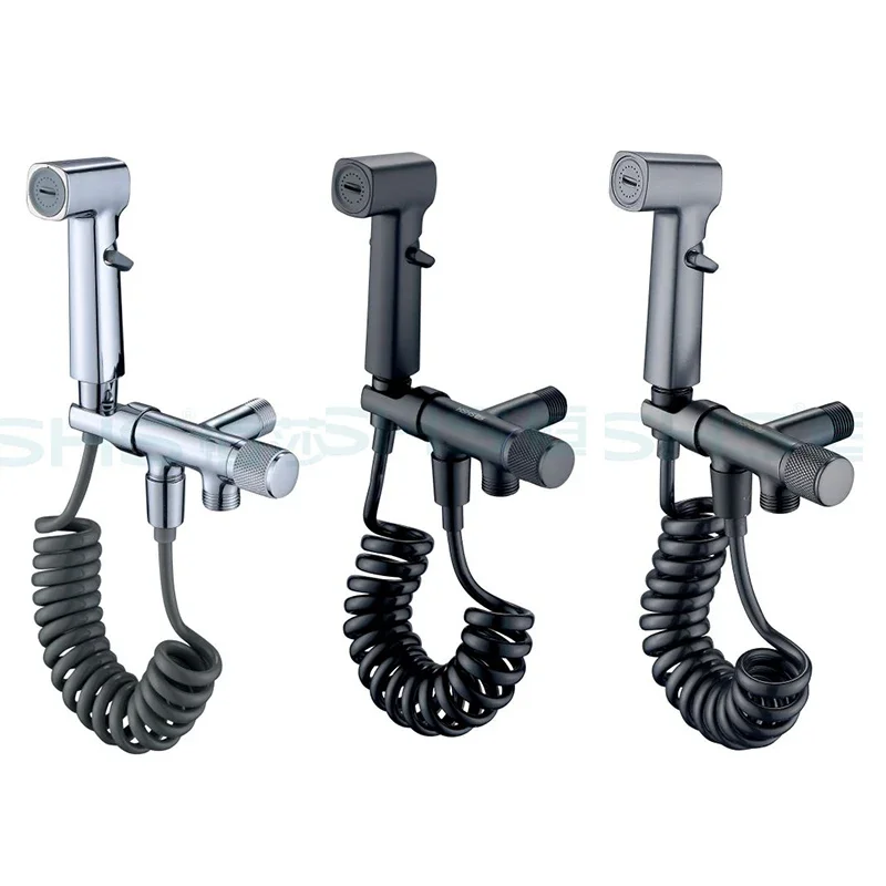 

Wall Mount Two Out Water G1/2 Angle Valve Bathroom Shower Bidet Faucet Set Toilet Hygienic Cleaning Sprayer Accessories