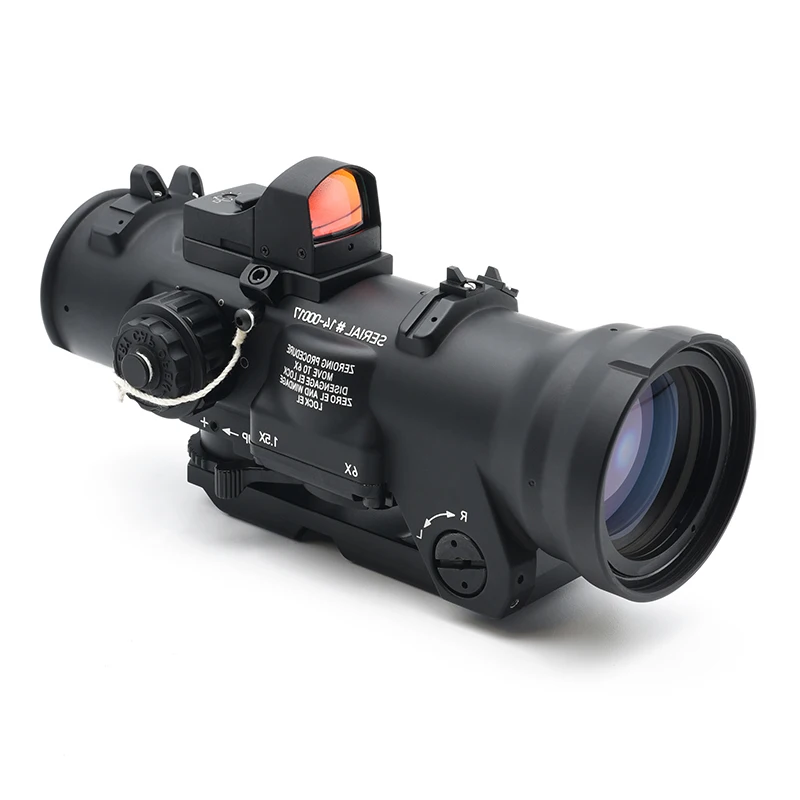 Tactical RifleScope DR 1.5-6x Fixed Dual Field of View Red Illumination Scope Sight with Mini Red Dot for Hunting