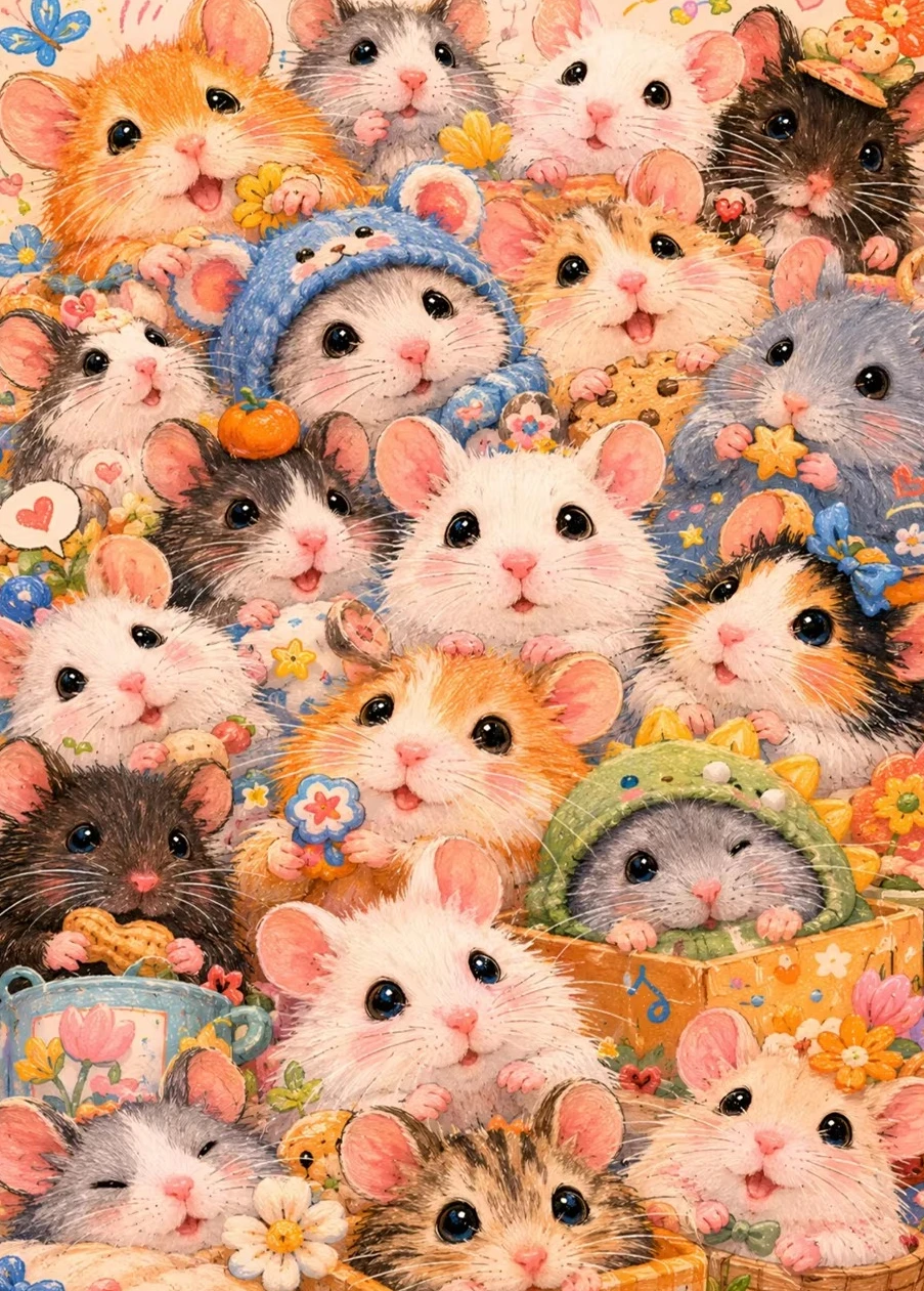 Peinture à l'huile par numéros, peinture sur toile DIY faite à la main, adorable hamster, décoration murale pour salle de jeux ou salon, cadeau sans cadre
