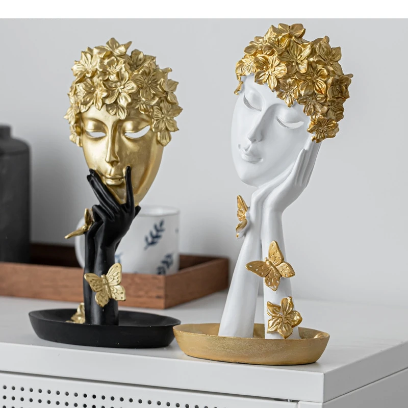 sculpture-de-masque-dore-artisanal-en-resine-visage-abstrait-pour-fille-figurines-decoratives-accessoires-de-decoration-pour-la-maison