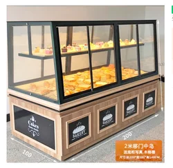 Cake shop display cabinet Bread cabinet Top bag display cabinet Side cabinet Island cabinet Glass commercial baking bread rack d