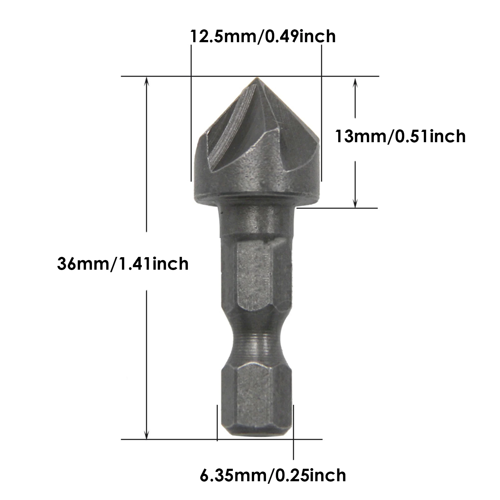 1/3PCS Countersink Drill Bit Five-Blade Chamfering Tool 1/4''Carbon Steel Sandblasting Chamfering Knife Woodworking Hole Opener