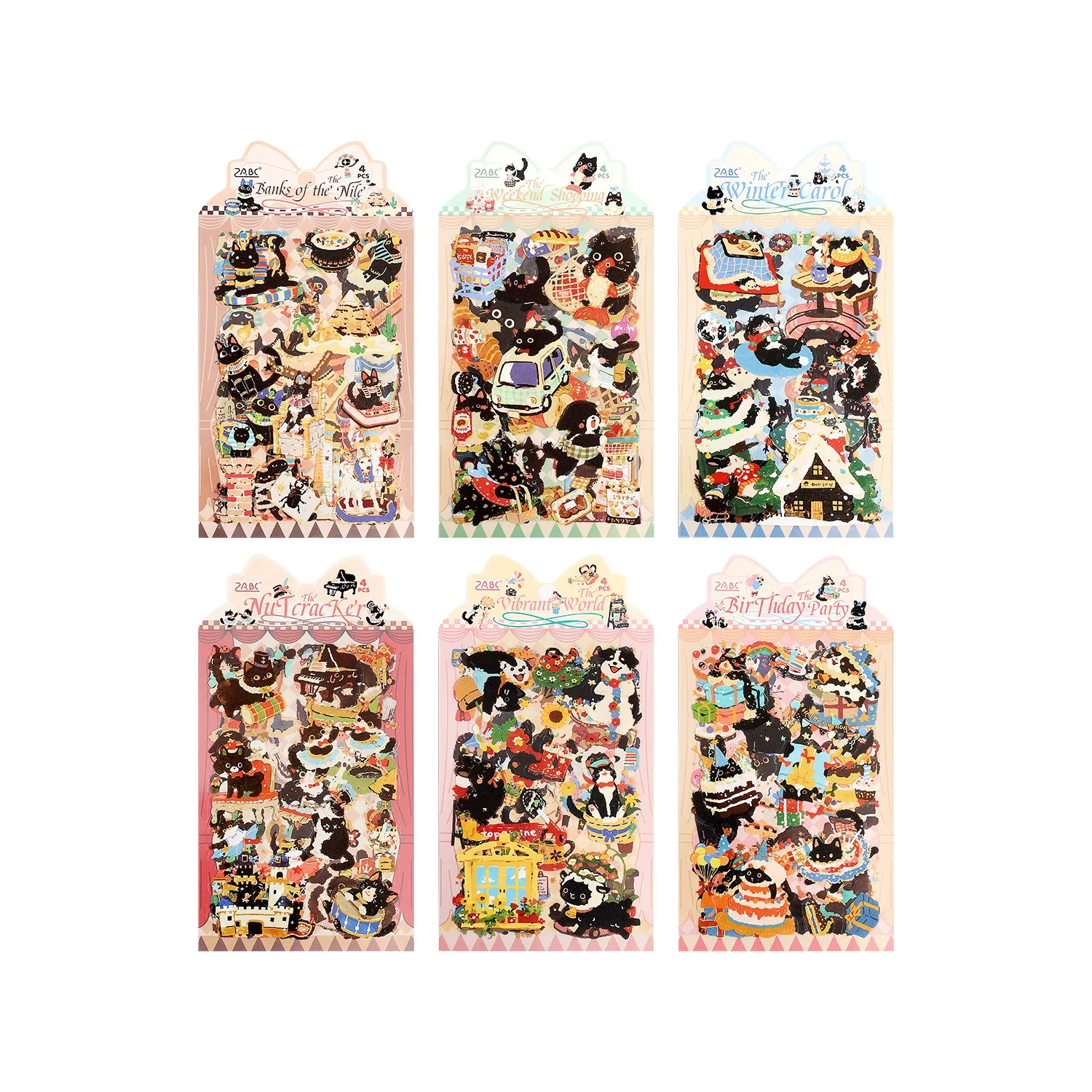 Waterproof PET Die-Cut Stickers Cute Black Cat Kids’ Craft Decals for Journaling Cross-Border Scrapbook Supplies Stationery view 4