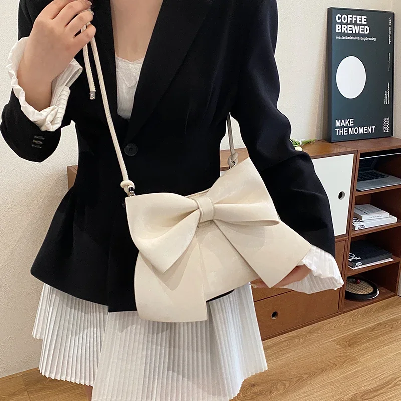 YOUDEYISI Big Bow Knot Shoulder Cross Body Bags For Women Girls Velvet Texture PU Messenger Bag 2024 Latest Fashion Handbags