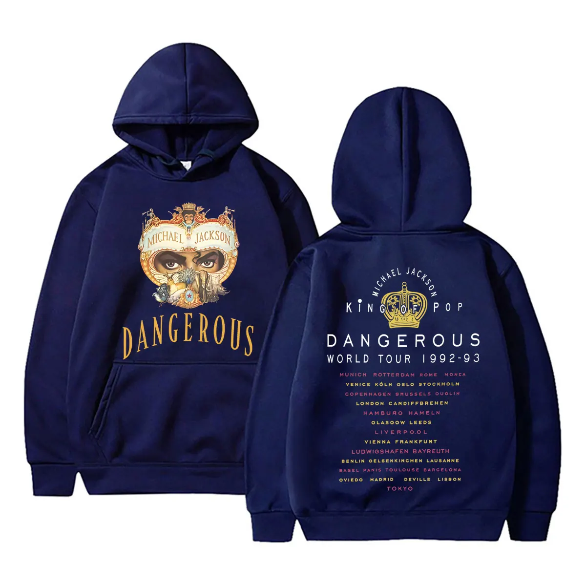 Michael Jackson King of Pop Dangerous World Tour Hoodie Herren Damen Vintage Gothic Rock Pullover Hoodies Übergroße Streetwear – Detail 4