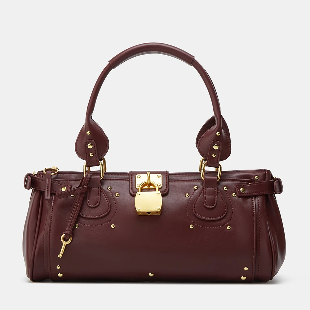 

NEW Lock Design Women's Handbags Retro Studded Shoulder Bag Luxury Designer Bags for Women Commuting Bag Rivet Shopper Tote Chic