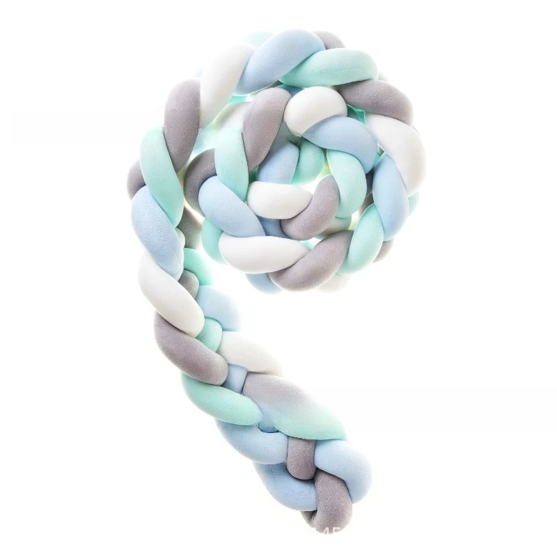 ins new Nordic twist woven crib bed circumference anti-collision long strip three-strand twist braid knotted rope pillow