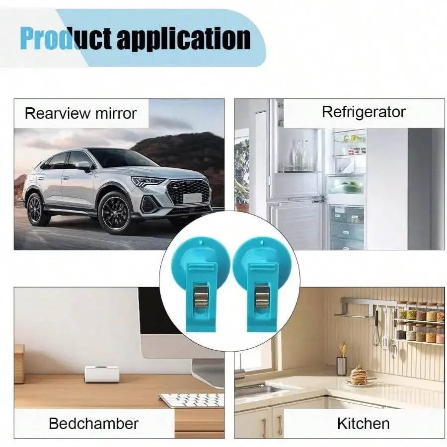 2PCS Suction Cup Card Bill Clip, Car Shade Window Round Sucker Clamp, Multi-Purpose Strong Metal Advertising Business Folder