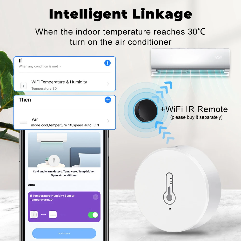 Tuya ZigBee Mini Temperature Humidity Sensor Smart Life APP Thermometer Hygrometer Compact Indoor Monitor for Bedroom Greenhouse