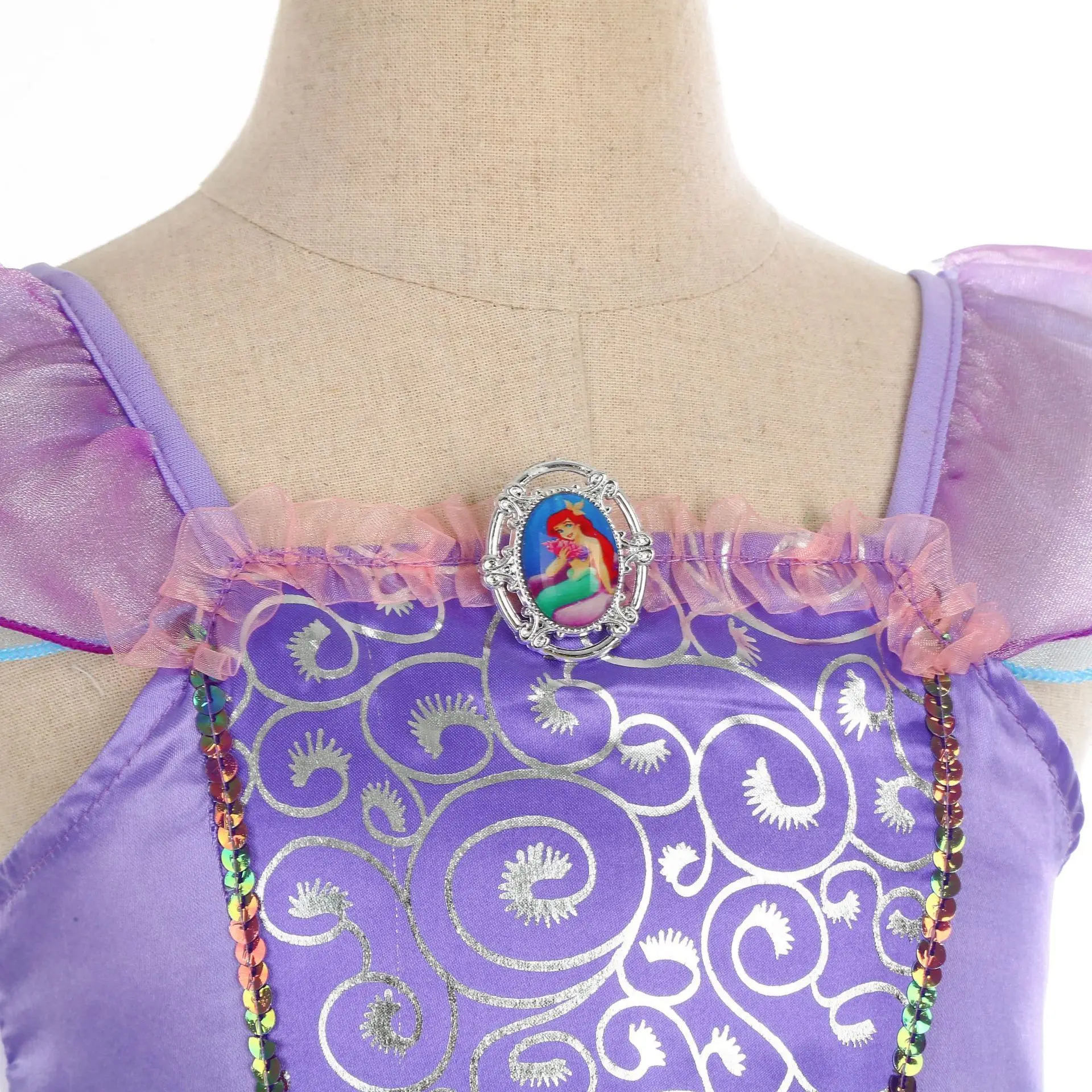 Disney Kid Purple Mermaid Dress Princess Costume Perform Clothes Baby Girl Birthday Party Christmas Cosplay Dress Suit for Girls image 5