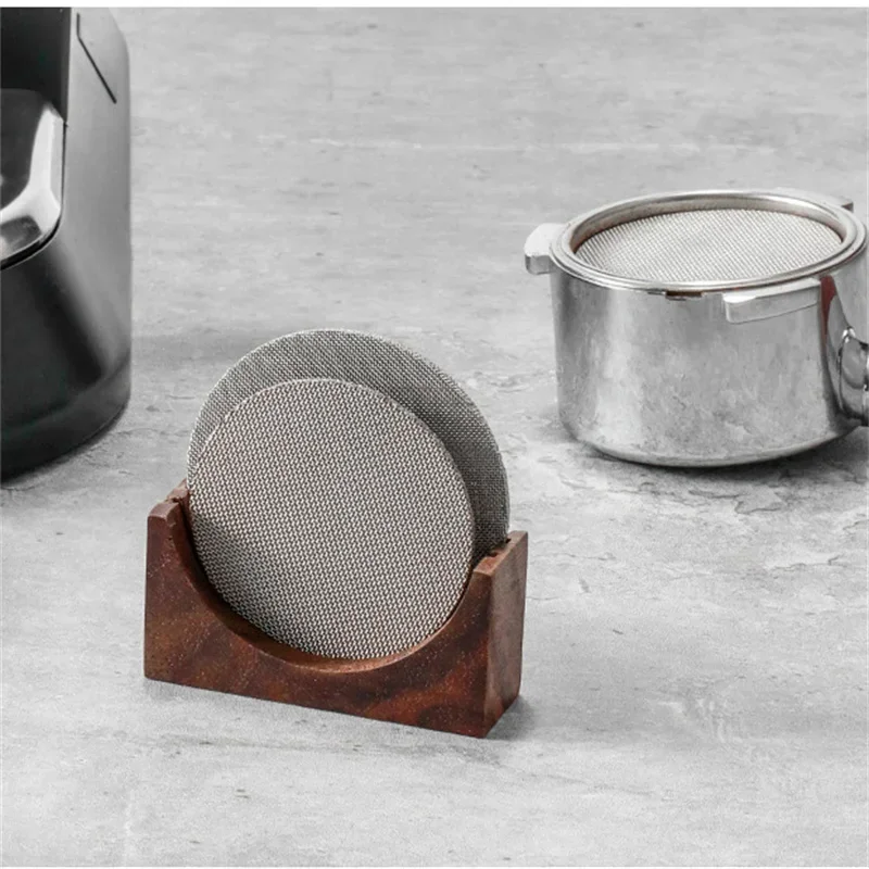 Coffee Puck Screen Stand Reusable Wooden Coffee Filter Espresso Portafilter Filter Walnut Wood Storage Rack Coffee Accessories