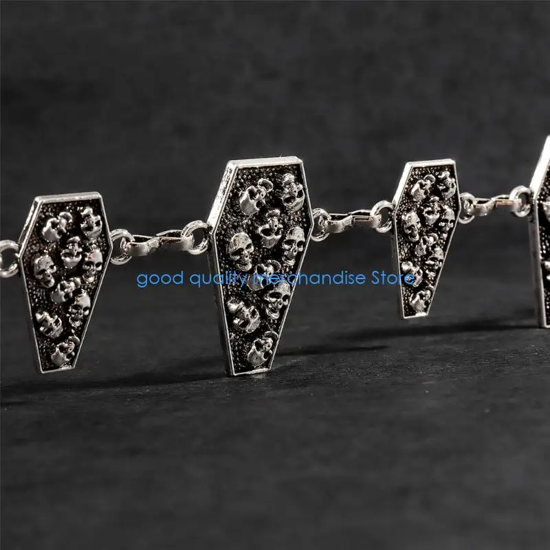 Y5JD سلسلة خصر معدنية عصرية على شكل جمجمة للنساء فضية قابلة للتعديل بالإضافة إلى حزام مرن للاستخدام اليومي والحفلات ذات الطابع