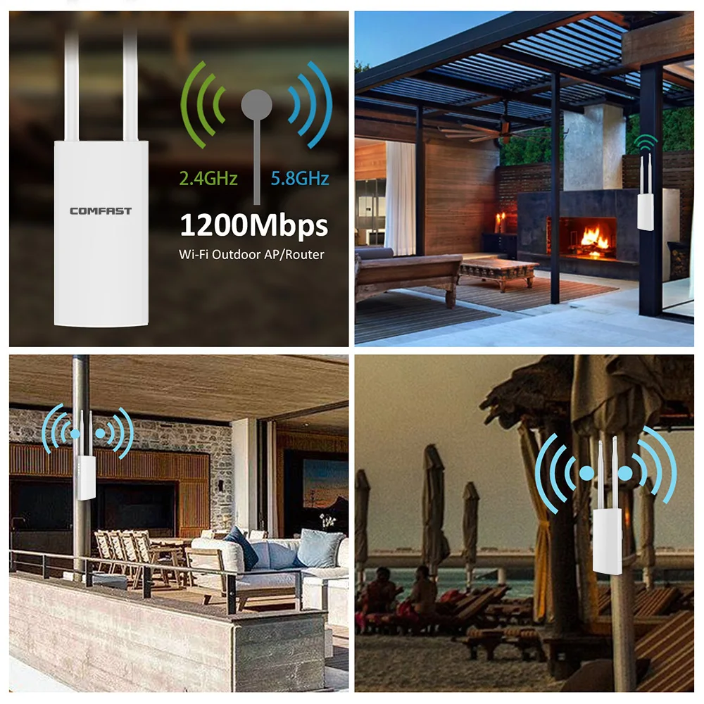 Enrutador WIFI inalámbrico AP de 5 ghz para exteriores, punto de acceso Poe de 300M ~ 1200Mbps, antena repetidora de puente AP WI-FI, punto de