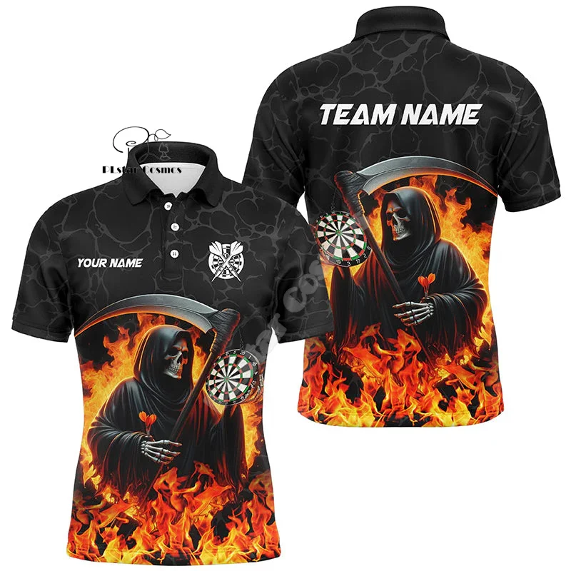 

Custom Name Darts Camo Vintage Flame Graffiti Tattoo Multicolor 3DPrint Harajuku Summer Funny Short Sleeves Polo Jersey Shirts K