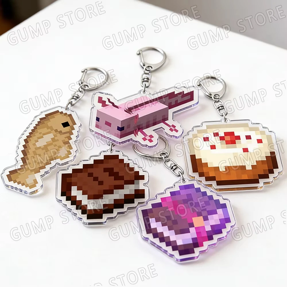 Cute Animal Chick Capibara Keychain for Accessories Game Pixel Style Keyring Key Chains Jewelry Fans Boyfriends Gifts