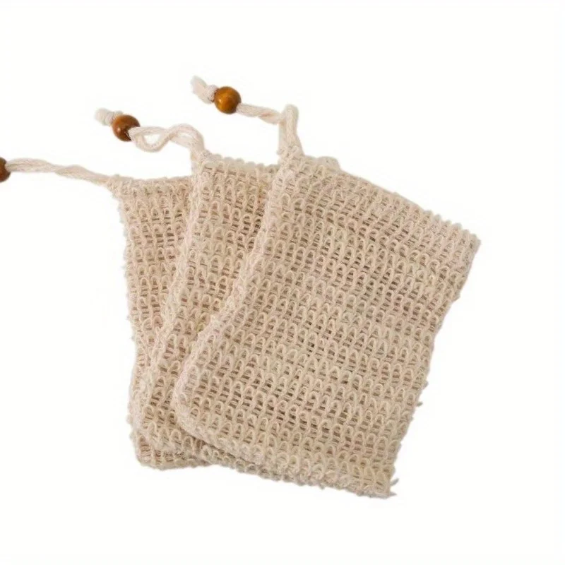 5Pcs Natural Shower Bags Sisal Soap Net Cotton Hemp Bubble Bag for Hanging Fragrant Soap Bouquet view 2