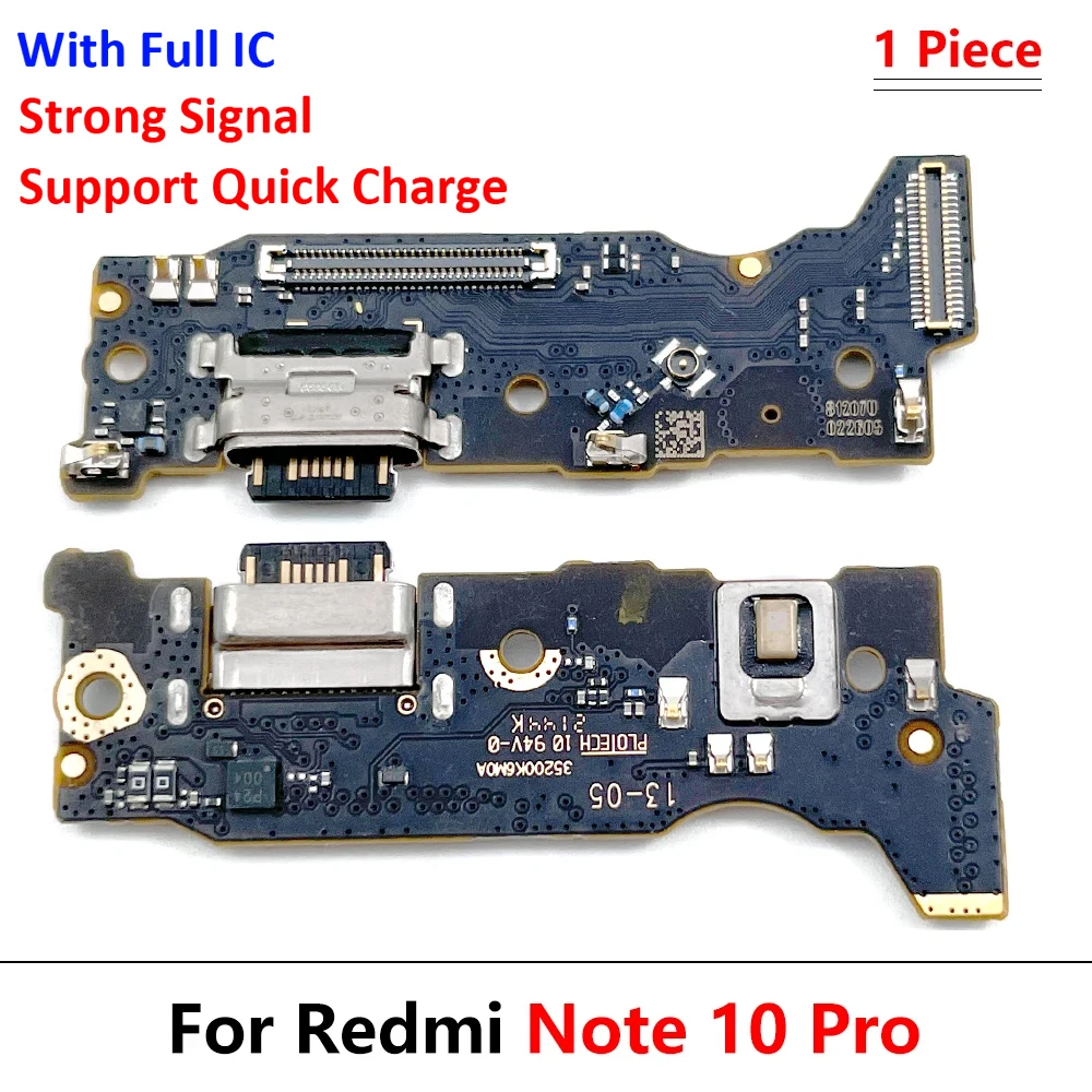 Puerto de carga USB para Xiaomi Redmi Note 10, 10s Pro, 5G, micrófono, Dock, placa de conector, Cable flexible, piezas de reparación