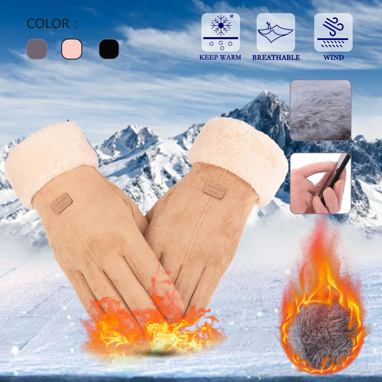 Gloves Warm Thermal Cable Women Elastic Touchscreen Knit Winter For Driving Cuff Gloves Mittens Men Winter Warm Women Gloves