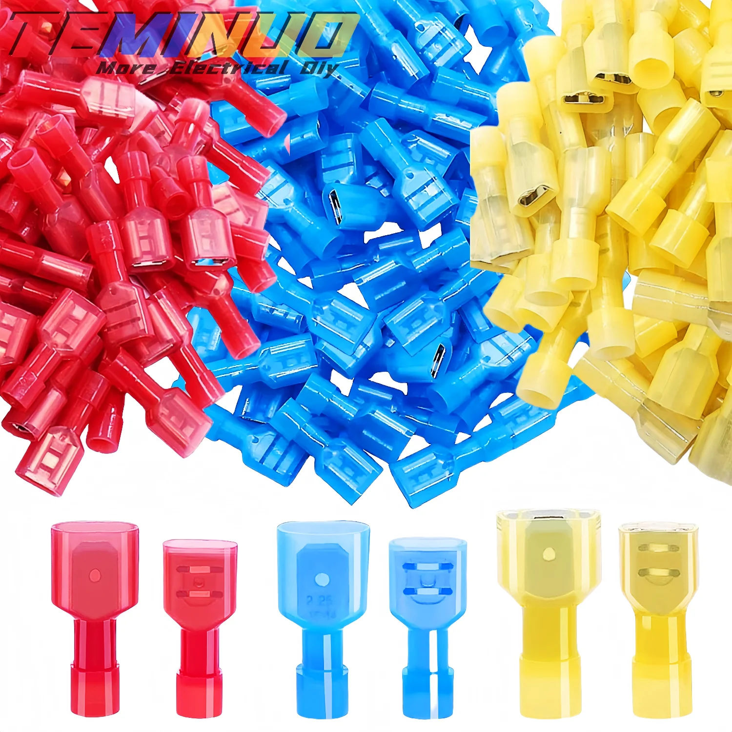 100/80/60 pcs Nylon Spade Wire Connector, 22-10 AWG Gauge Electrical Fully Insulated Crimps Terminal Connectors