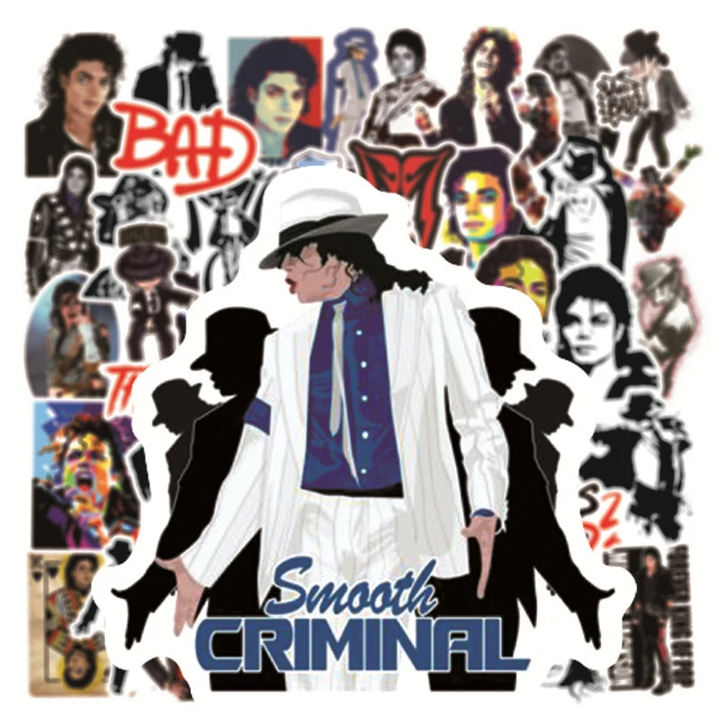 50PCS Rock singer Michael Jackson Cartoon Figure Sticker Laptop/skateboard Theme Party Waterproof Decoration anime Stickers