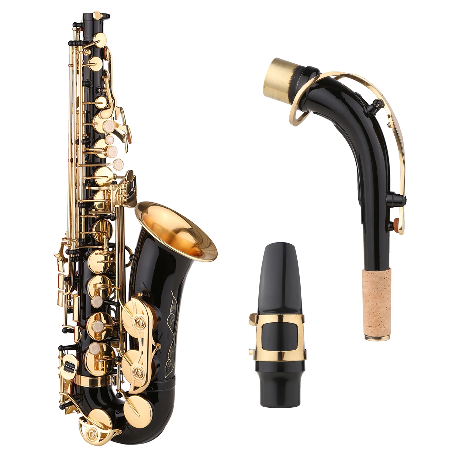 Saxophone Black Paint Sax for Beginner Student Intermediate Player Brass Saxophone with Mouthpiece Carrying Case Cleaning Cloth