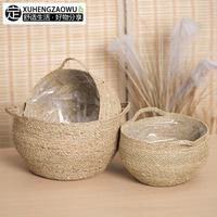 Customizable Seagrass Rope Woven Basket Handcrafted Rural Style Organizer Small-Order Personalized Gift Bespoke Home Accessory