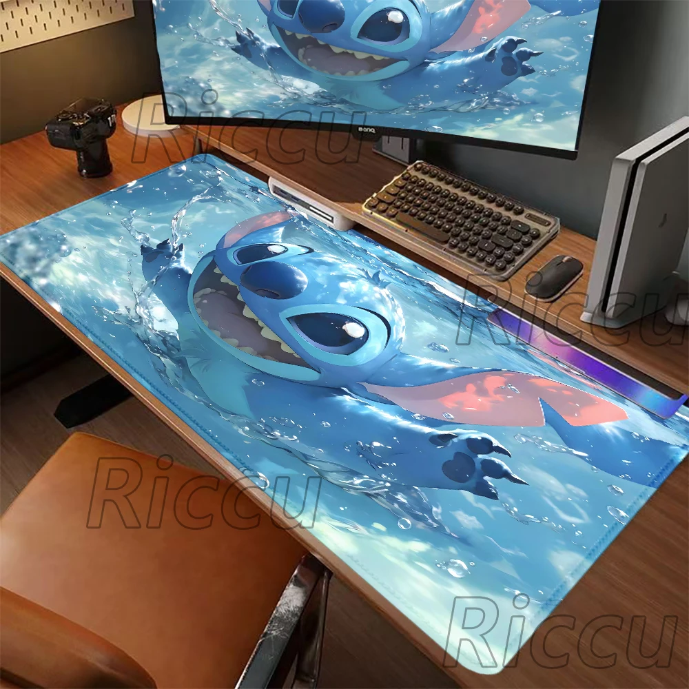 Cute anime couple Stitch Mousepad HD Printing Computer Gamers Locking Edge Non-slip Mouse Pad XXL 400x900mm Keyboard PC Desk Pad