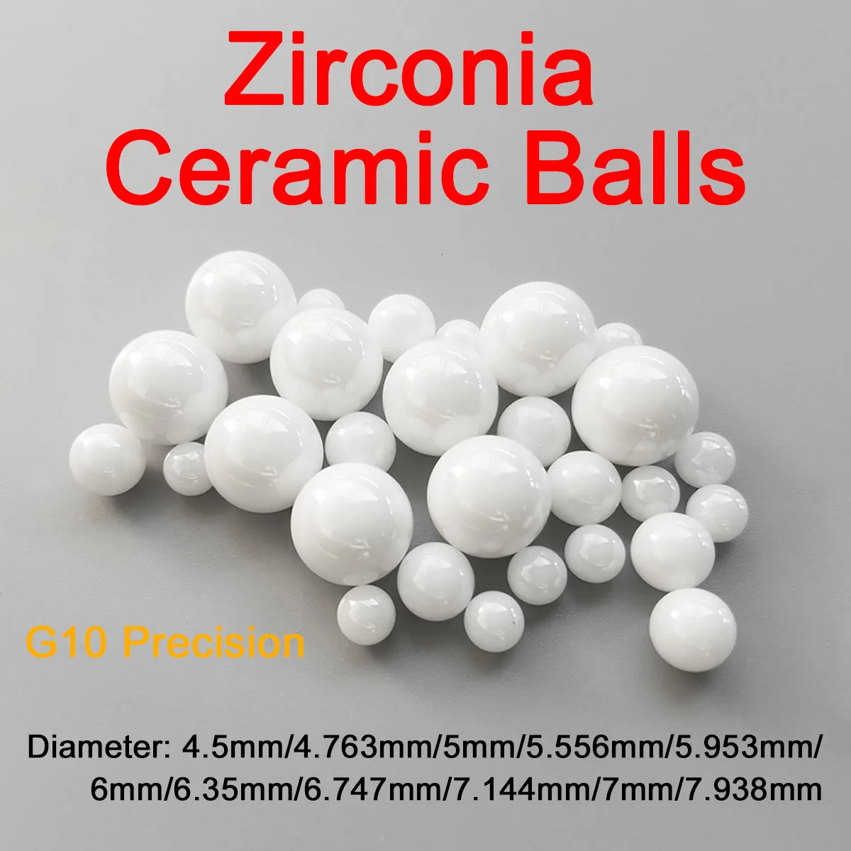 G10 cuscinetto di precisione sfere in ceramica di zirconio diametro 4.5/4.763/5/5.556/5.953/6/6.35/6.747/7.144/7/7.938mm perline a rulli per cuscinetti