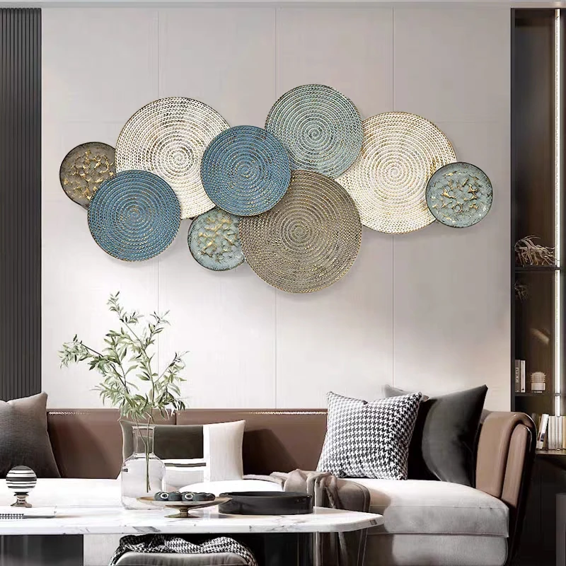 114*45.5cm European Creative Round Luxury Iron Wall Decoration Custom Modern Metal Wall Hanging Art Decor dropshipping